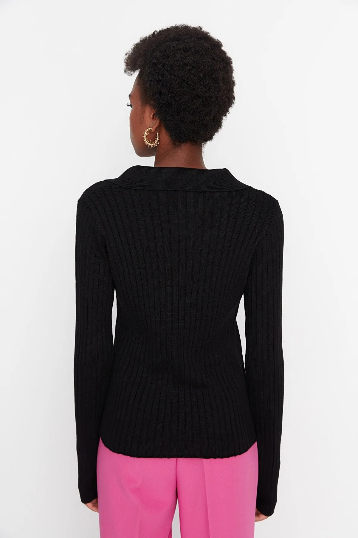 black Polo Neck Knitwear Sweater