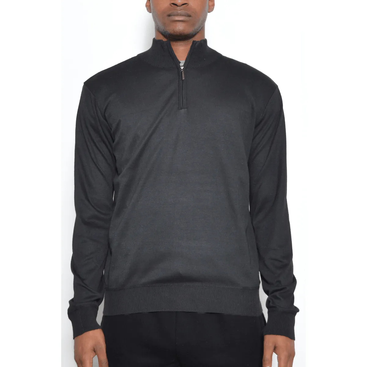 Black Quarter Zip Sweater
