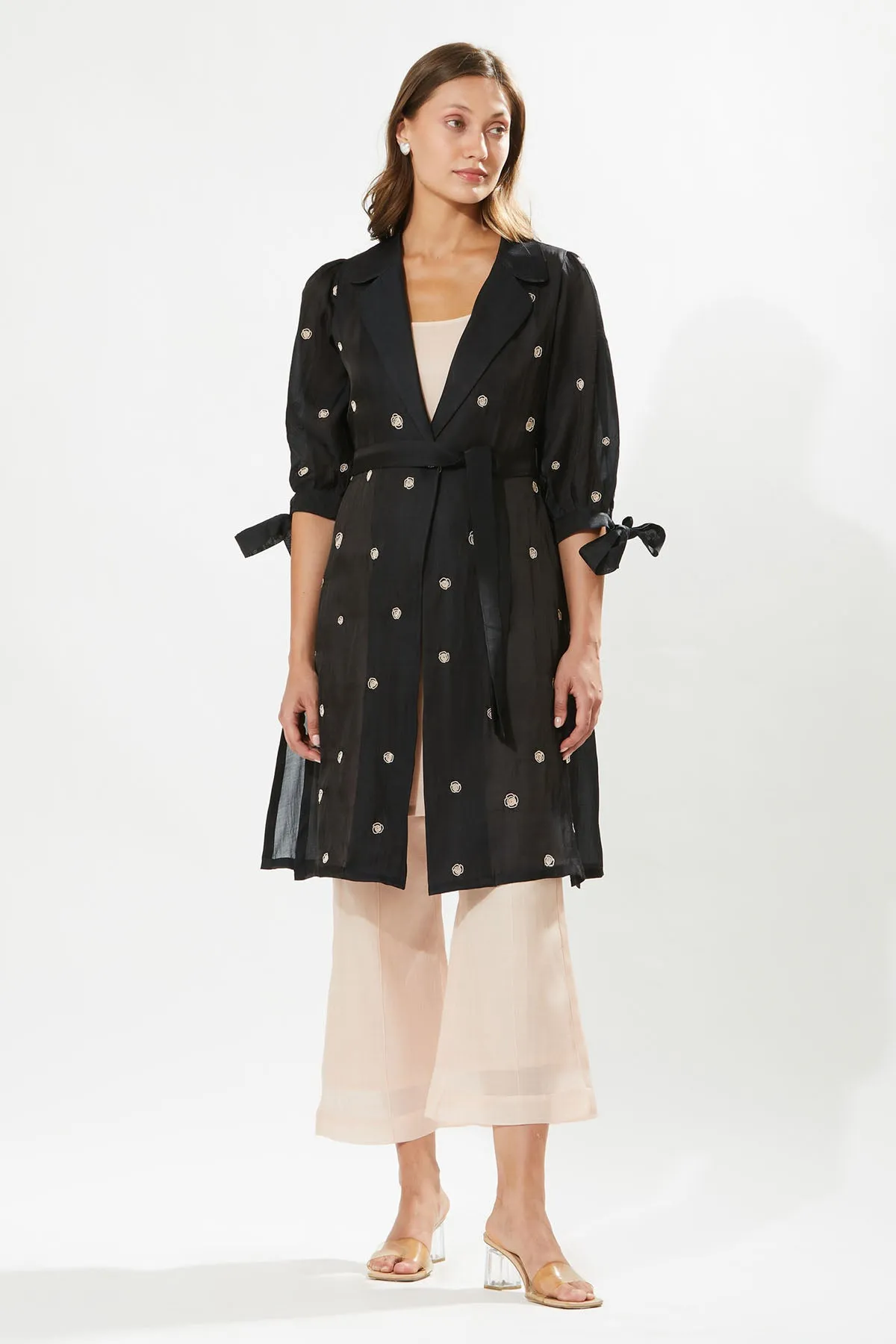 Black Silk Coat Set