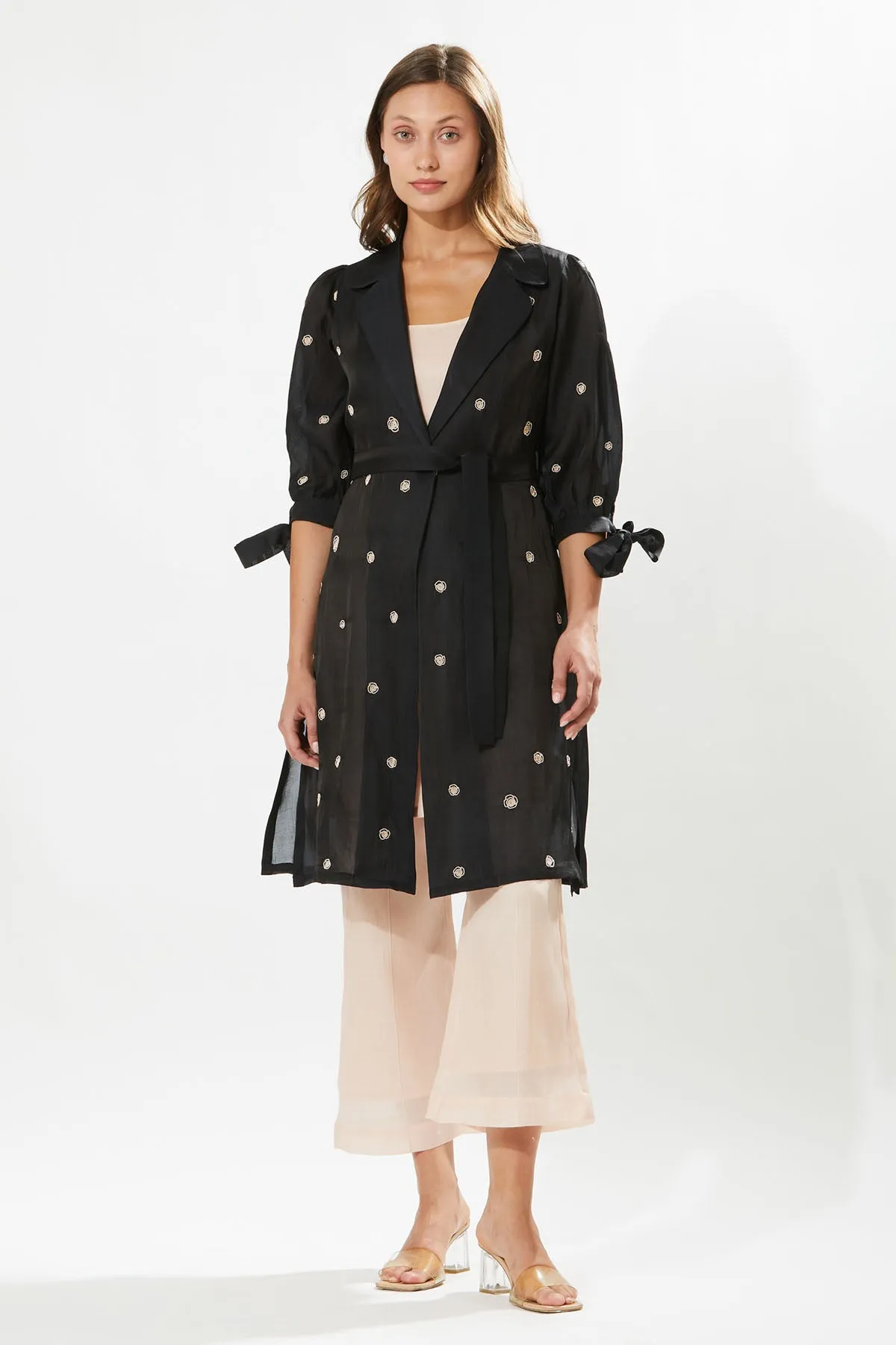 Black Silk Coat Set