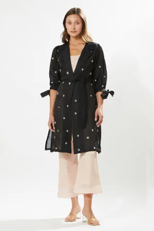 Black Silk Coat Set