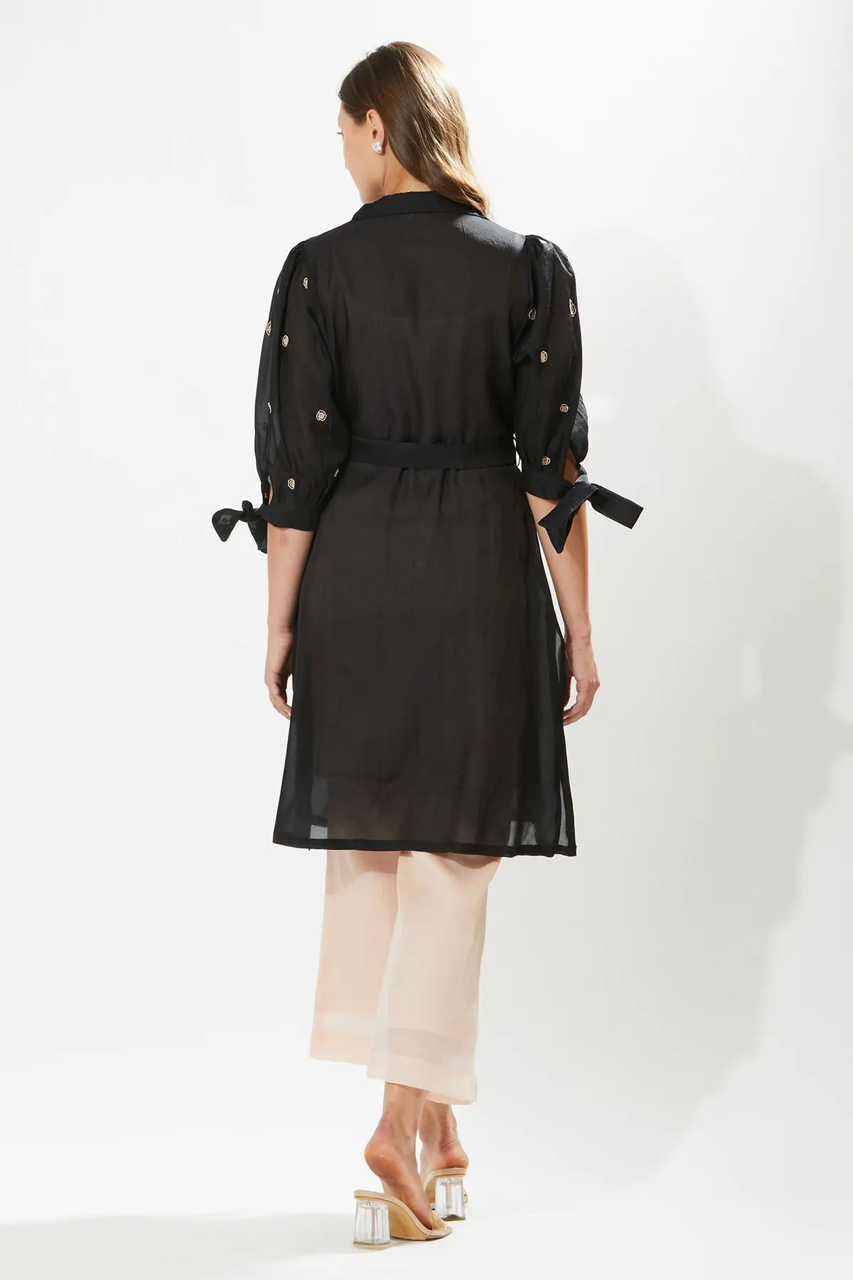 Black Silk Coat Set