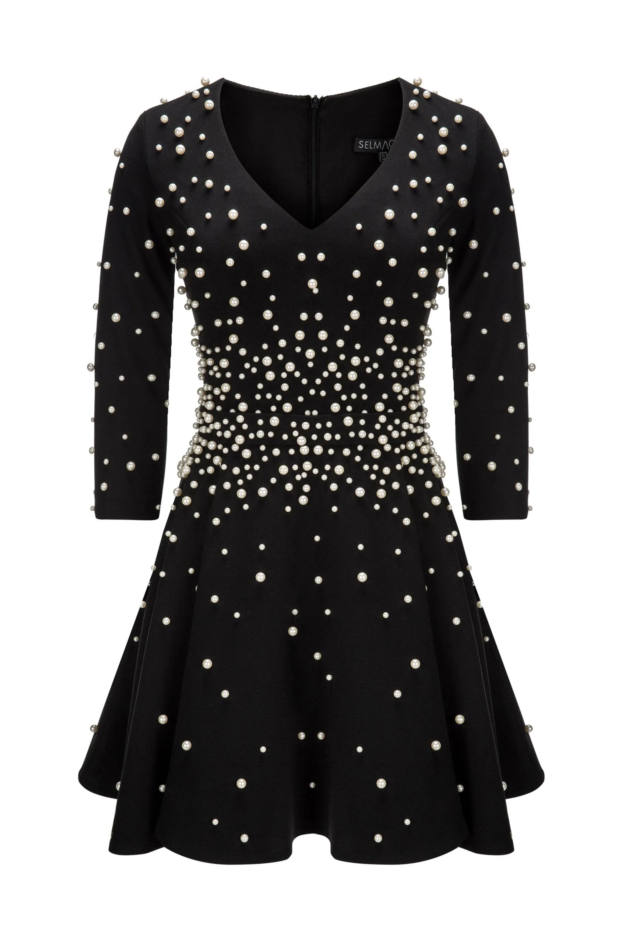 Black V-Neck, Long-Sleeved, Mini Dress