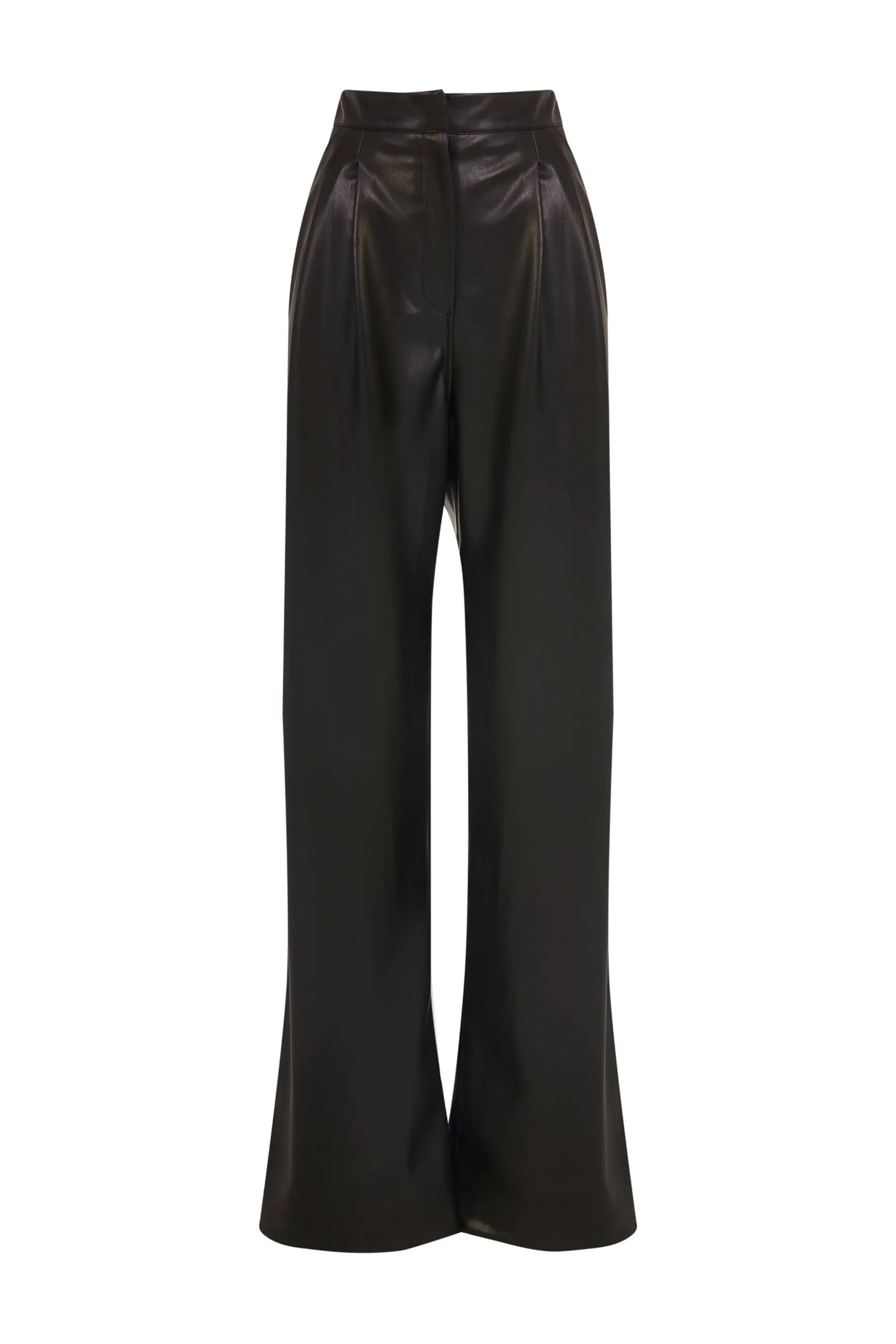 Black Vegan-Leather Wide-Leg Pant