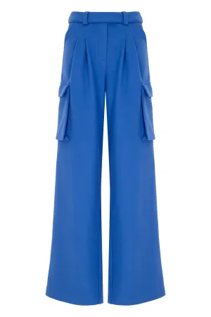 BLUE CACHET POCKET DETAILED PANT WITH TIE DETAIL