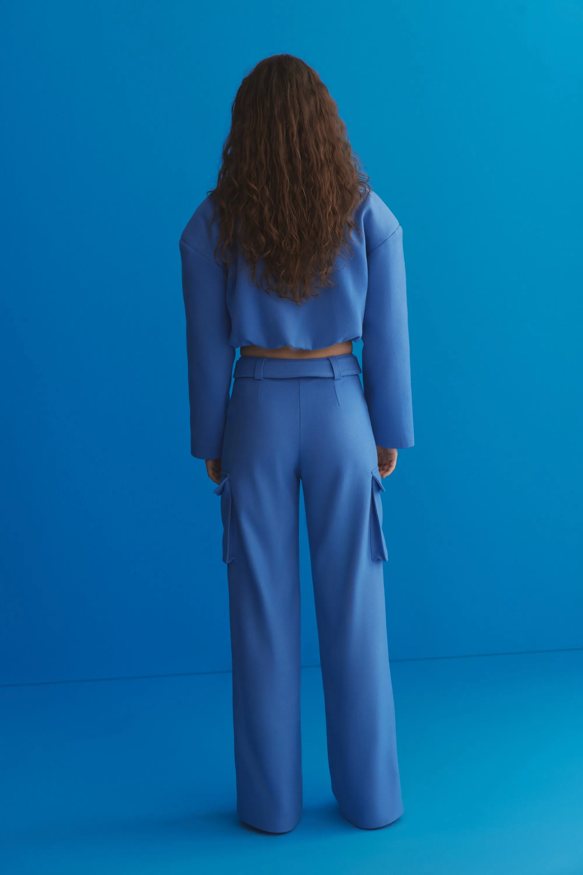 BLUE CACHET POCKET DETAILED PANT WITH TIE DETAIL