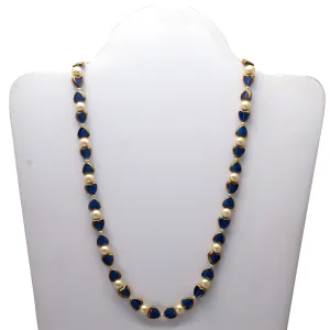 Blue Heart Stones With Pearl Mala