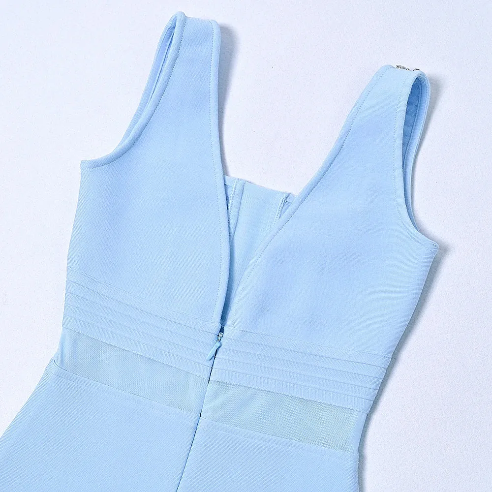 Blue Rhinestone Bandage bodycon Dress