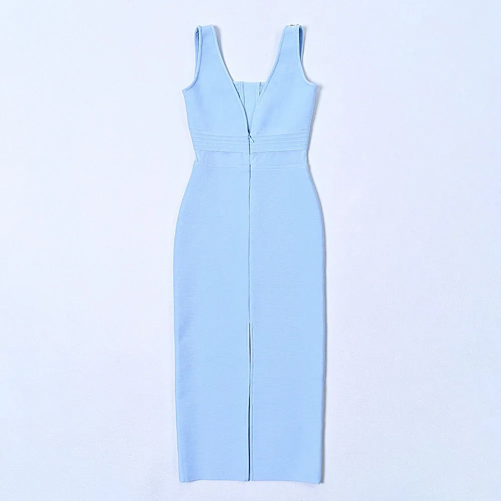 Blue Rhinestone Bandage bodycon Dress