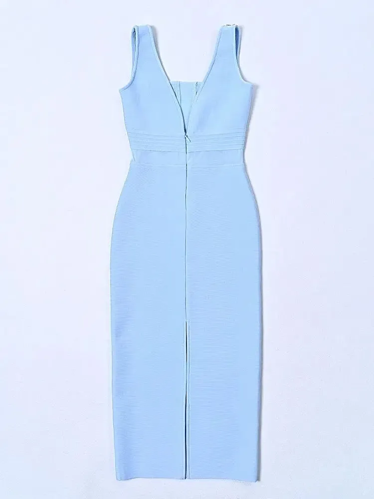 Blue Rhinestone Bandage bodycon Dress