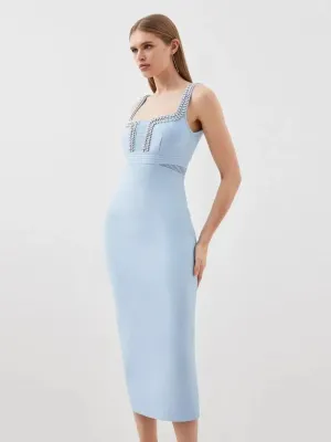 Blue Rhinestone Bandage bodycon Dress