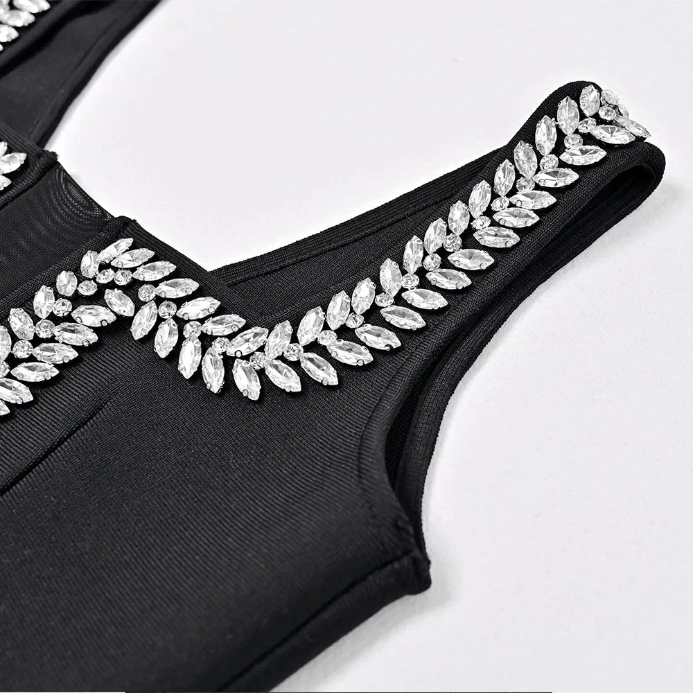 Blue Rhinestone Bandage bodycon Dress