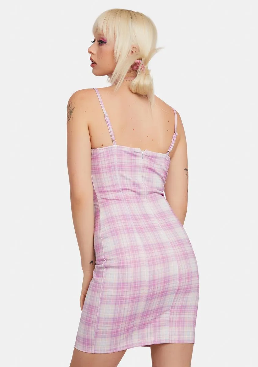 Blush Back 2 School Baddie Plaid Bodycon Dress