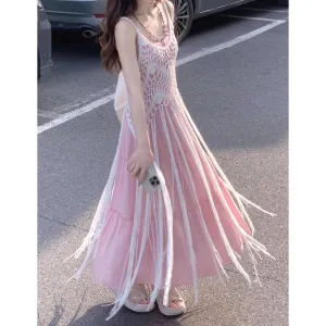 Bohemian Holiday Tassel Blouse Suspender Dress
