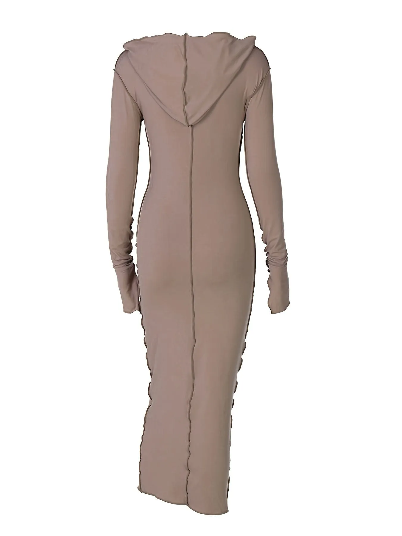 Bohemian Hooded Maxi Dress with Contrast Stitch