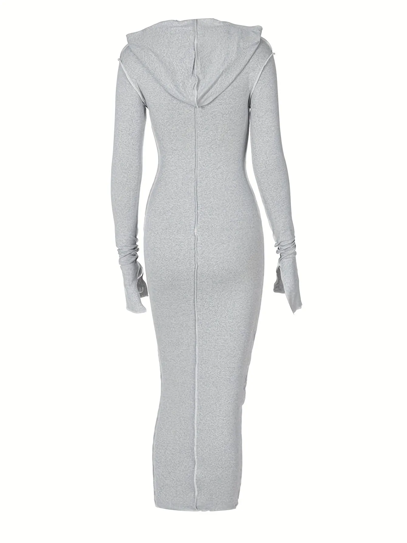 Bohemian Hooded Maxi Dress with Contrast Stitch