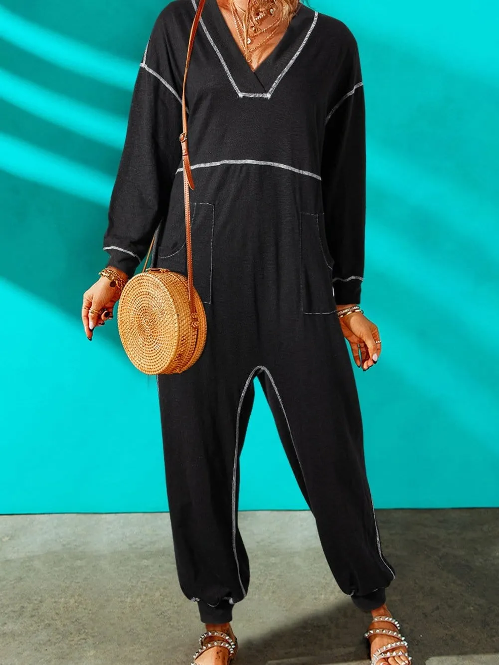 Bohemian Hooded Maxi Dress with Contrast Stitch