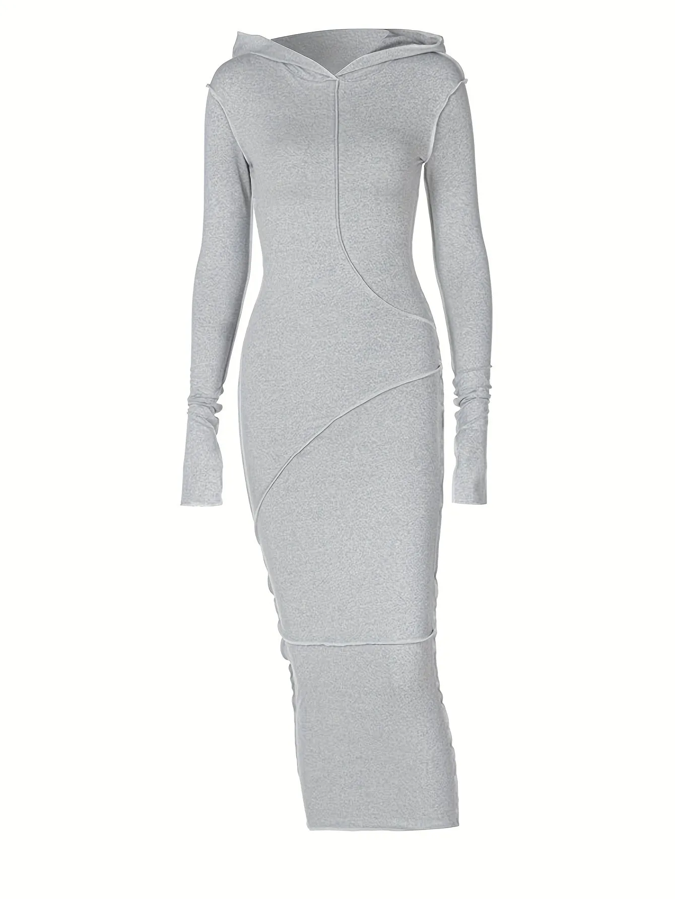 Bohemian Hooded Maxi Dress with Contrast Stitch