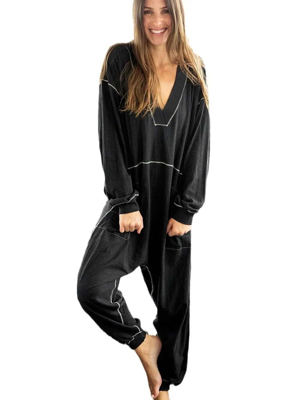 Bohemian Hooded Maxi Dress with Contrast Stitch