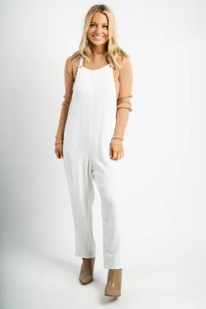 Boho linen overalls oatmeal