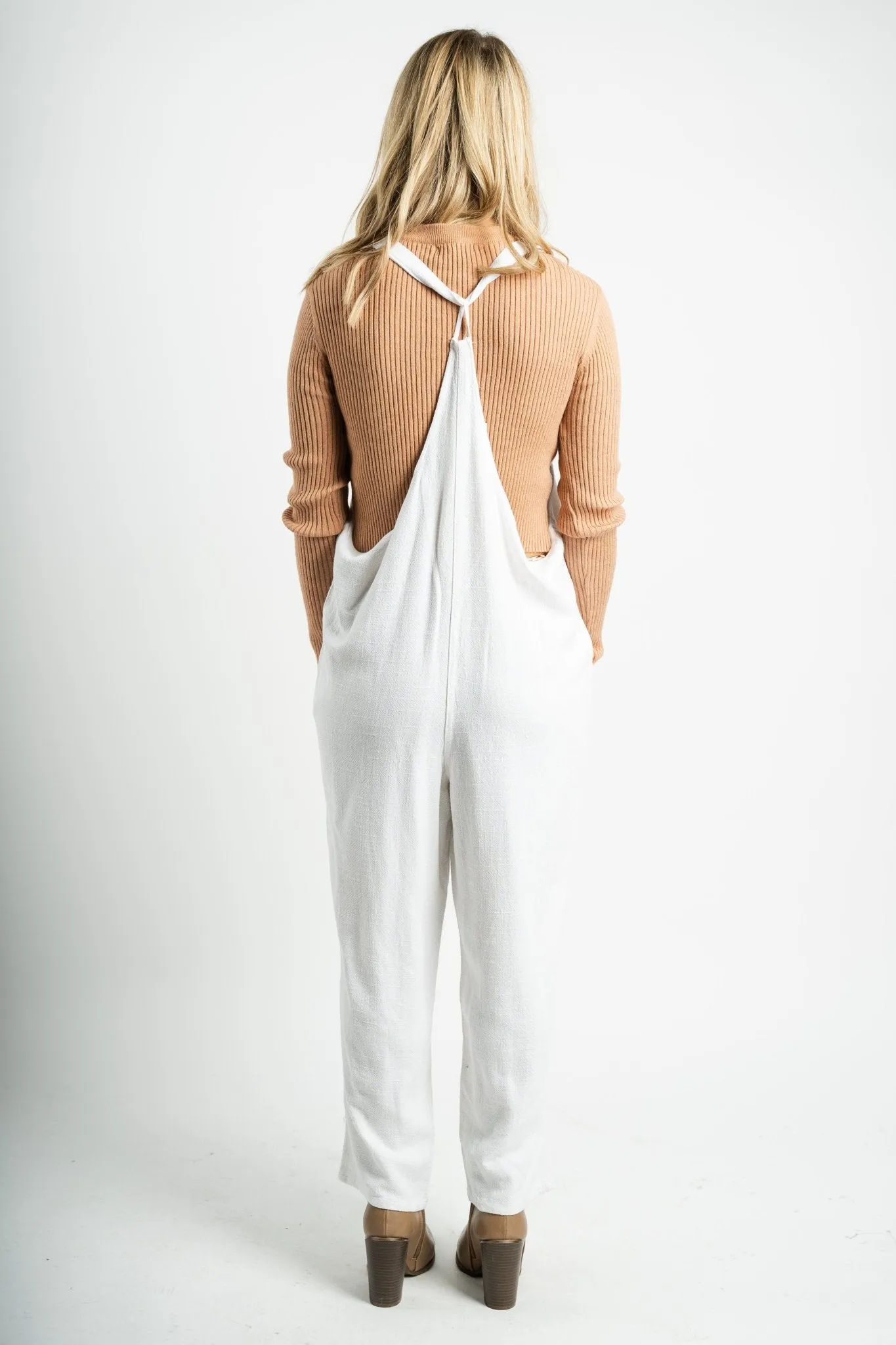Boho linen overalls oatmeal