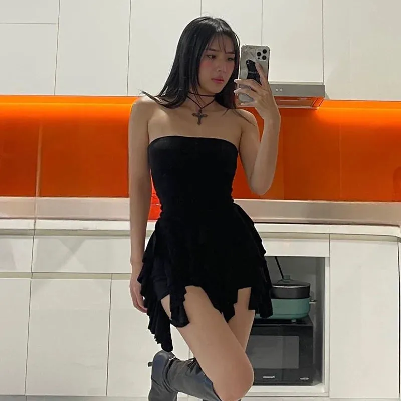 Bonnyshow Sheily Strapless Ruffle Dress