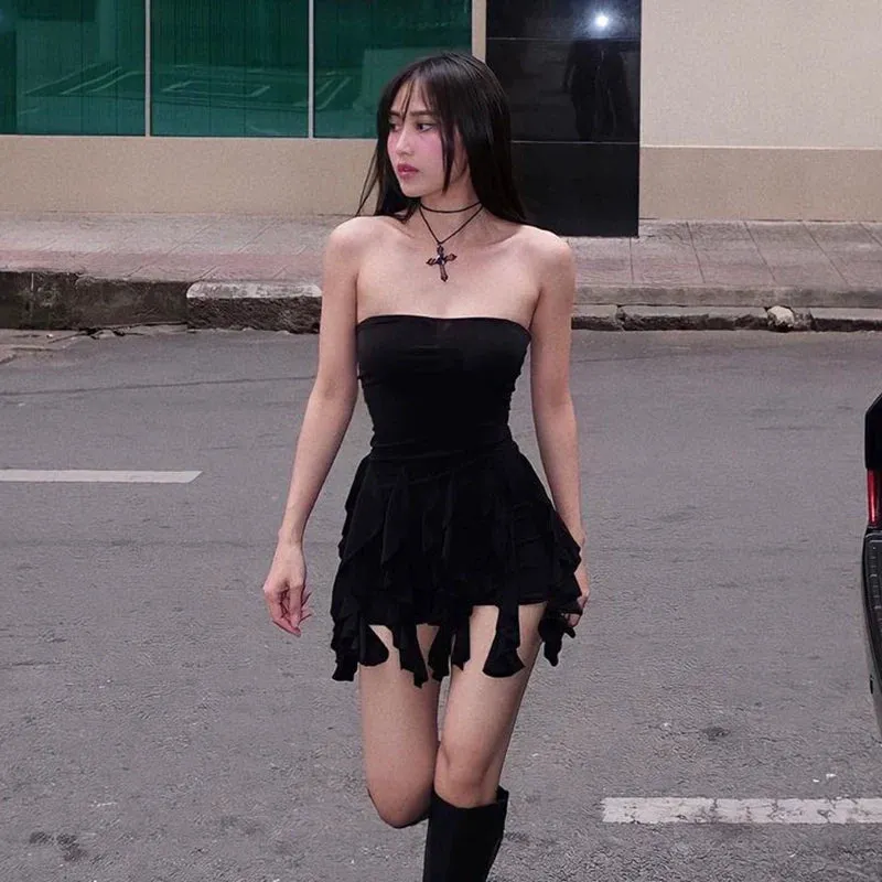 Bonnyshow Sheily Strapless Ruffle Dress