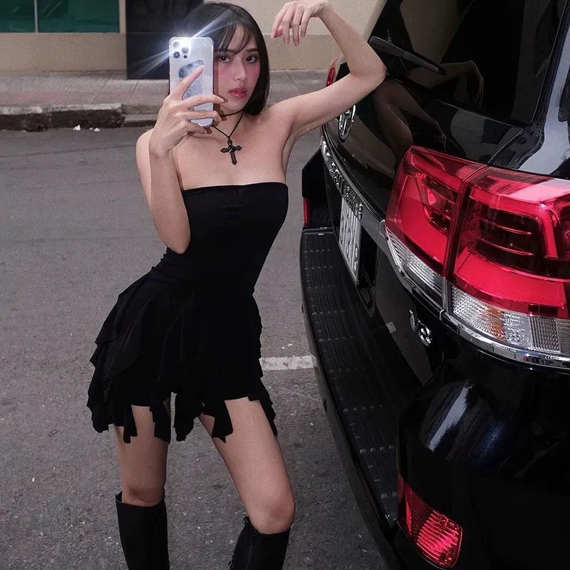 Bonnyshow Sheily Strapless Ruffle Dress