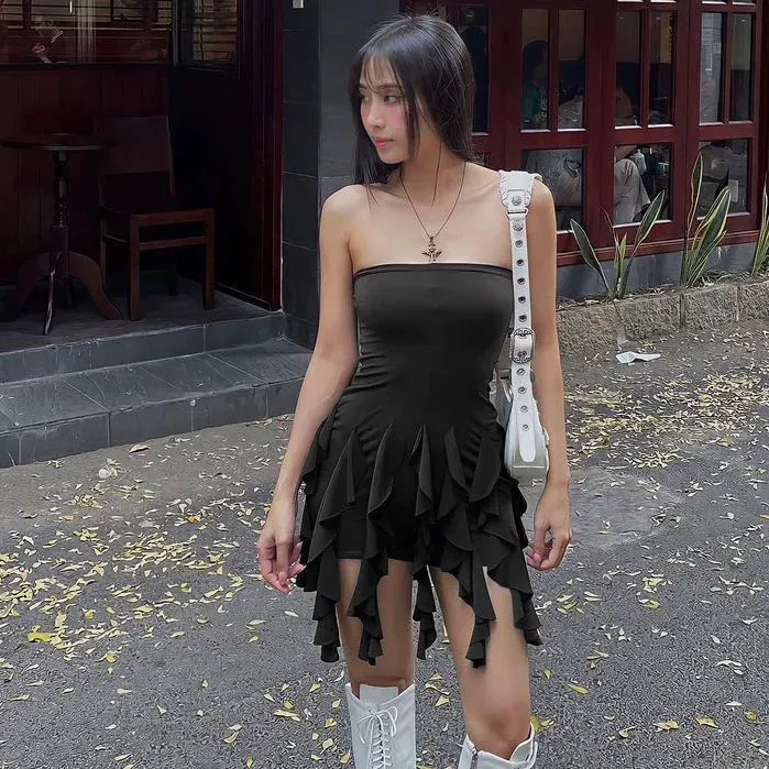 Bonnyshow Sheily Strapless Ruffle Dress