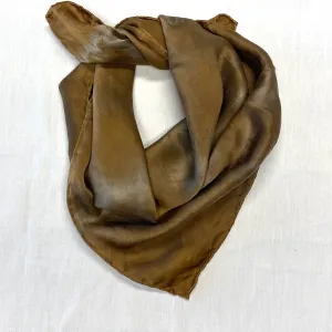 Botanically Dyed Square Silk Scarf in Brown Grey