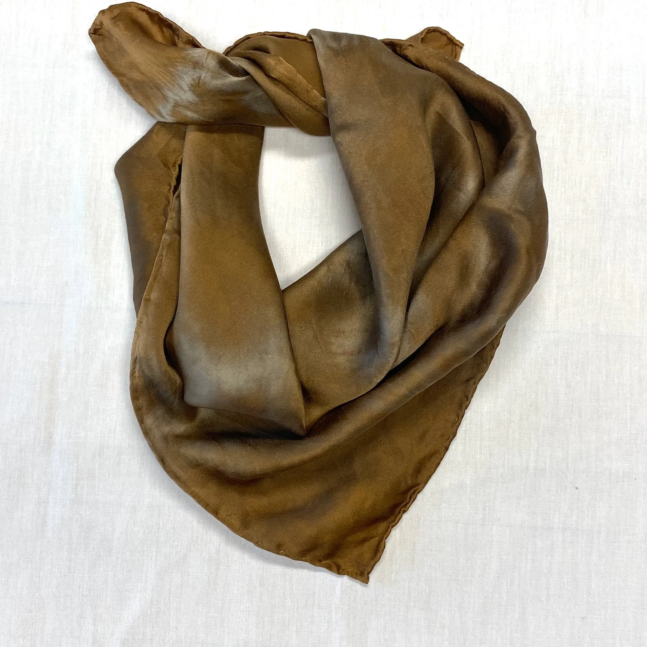 Botanically Dyed Square Silk Scarf in Brown Grey