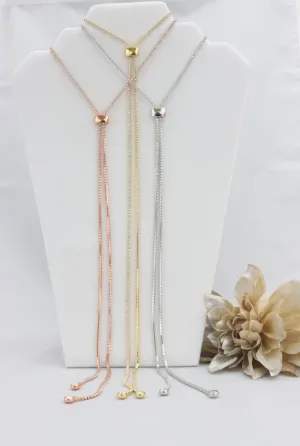 Box-snake chain necklace with inlaid diamond-like cubic zirconia stones