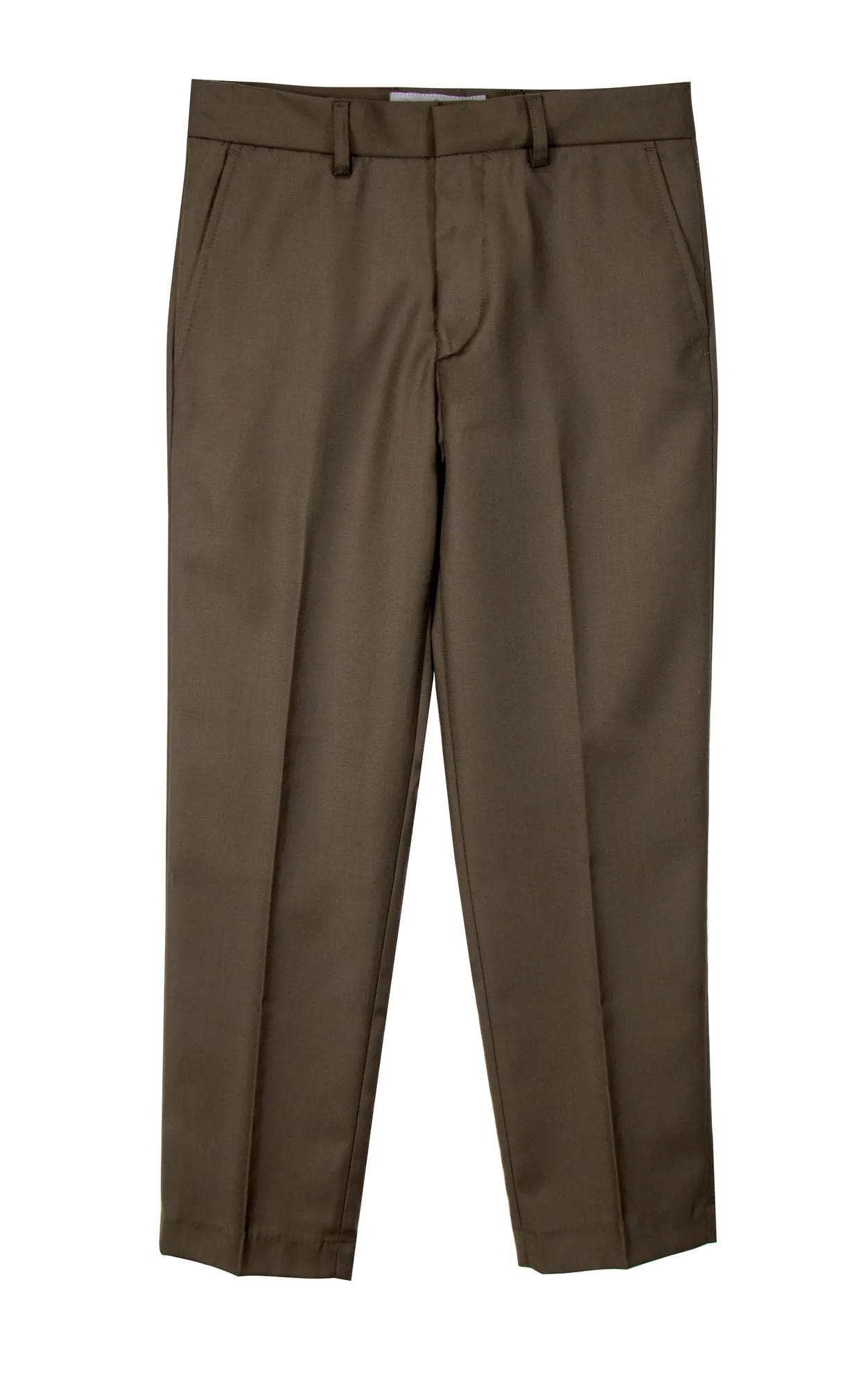 Boys' Brown Flat Front Dress Pants
