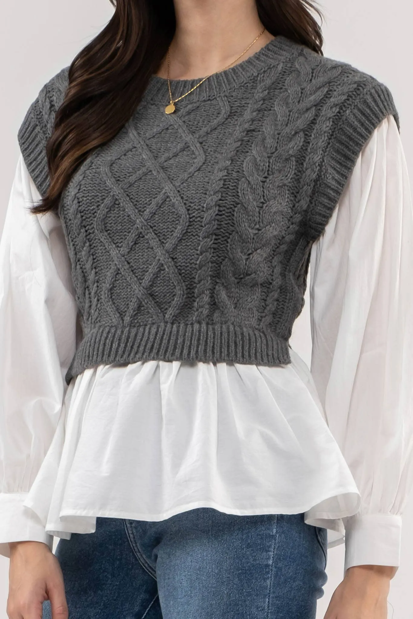 BP Cable Knit Vest-Shirt