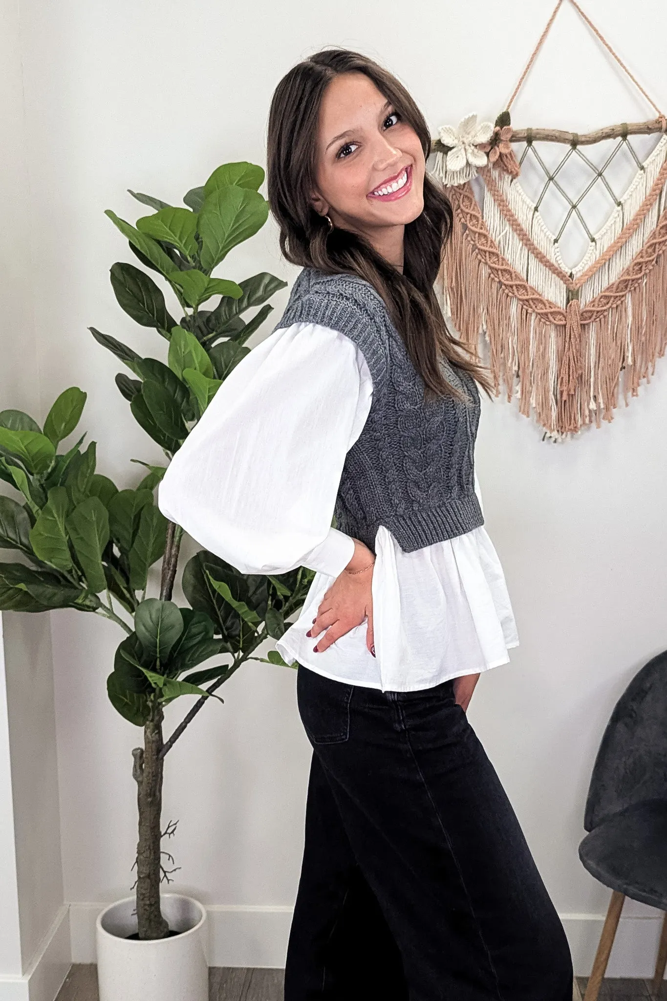 BP Cable Knit Vest-Shirt