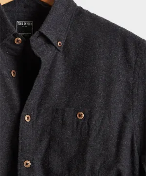 Brushed Cotton Cashmere Twill Shirt in Charcoal