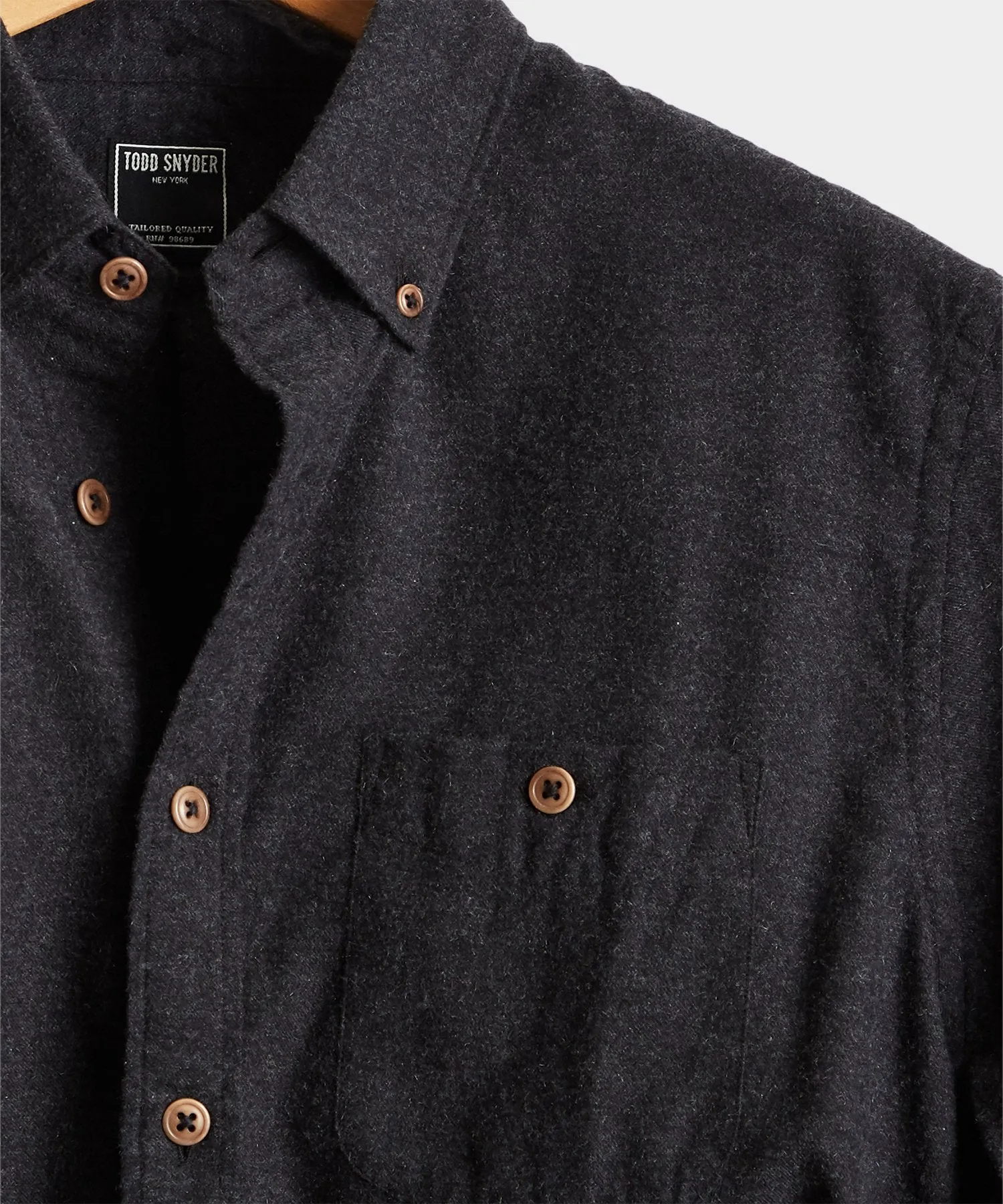 Brushed Cotton Cashmere Twill Shirt in Charcoal