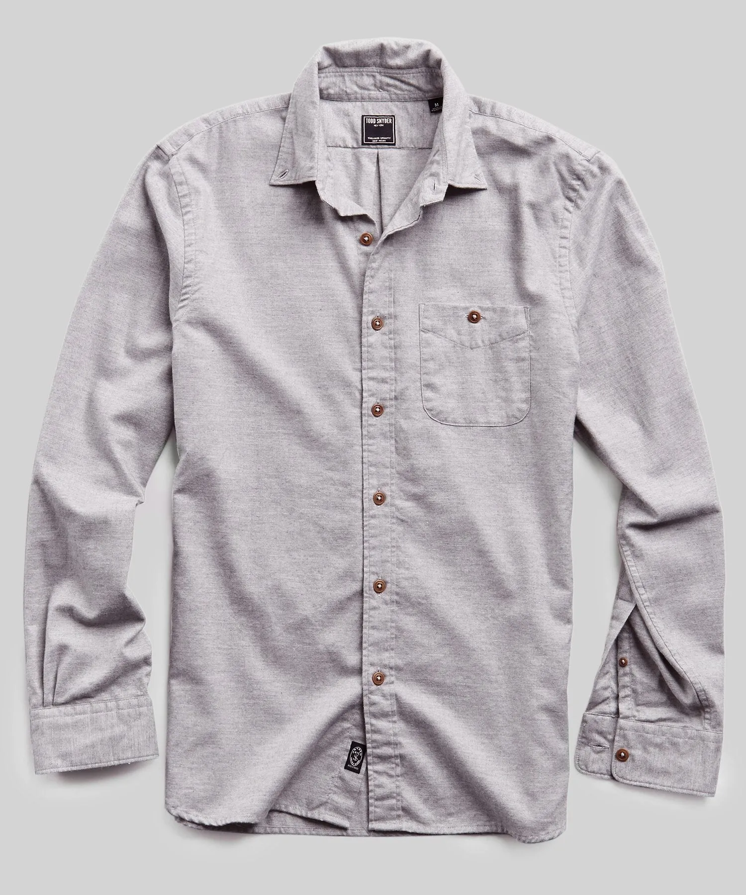 Brushed Cotton Cashmere Twill Shirt in Grey
