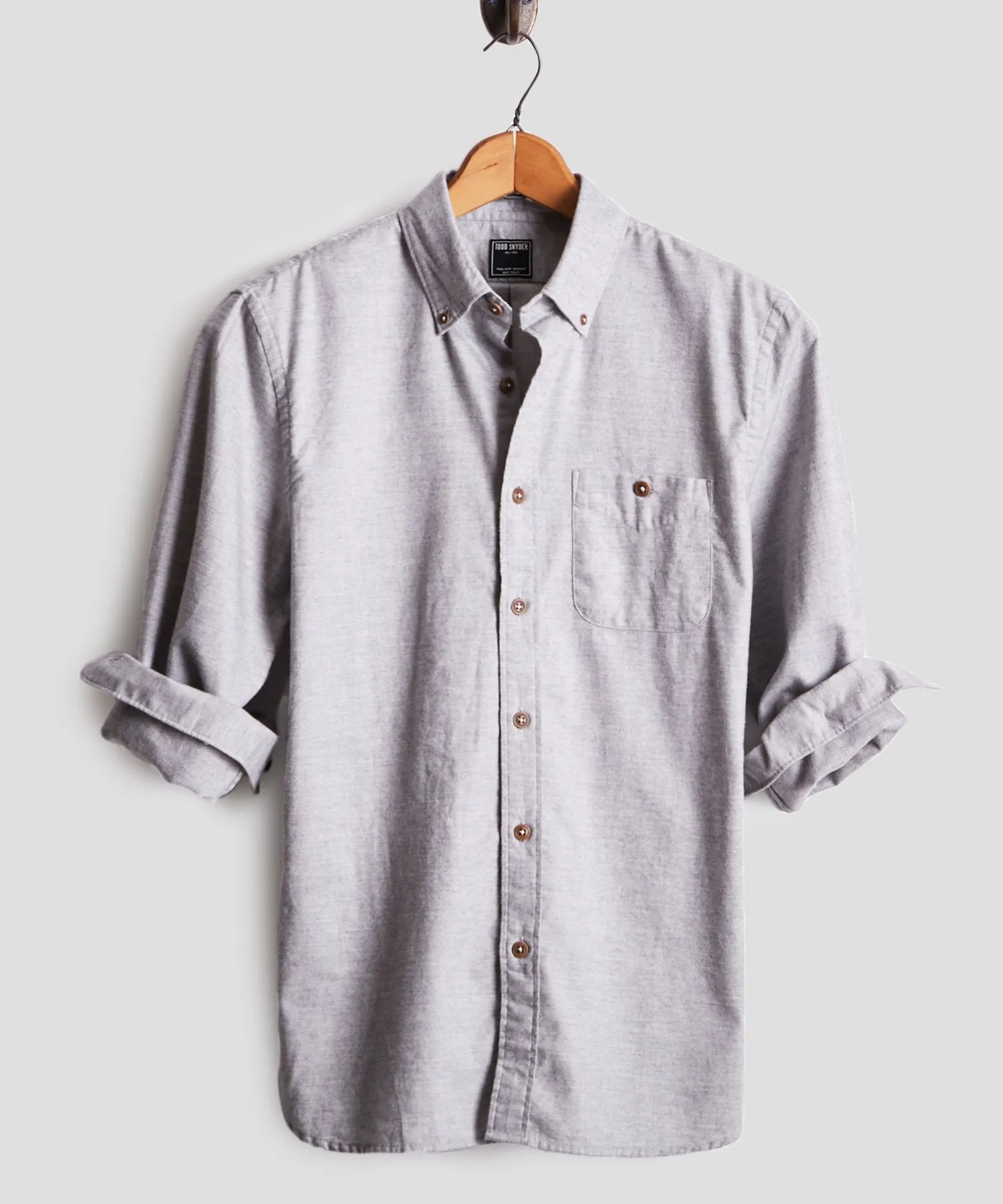 Brushed Cotton Cashmere Twill Shirt in Grey
