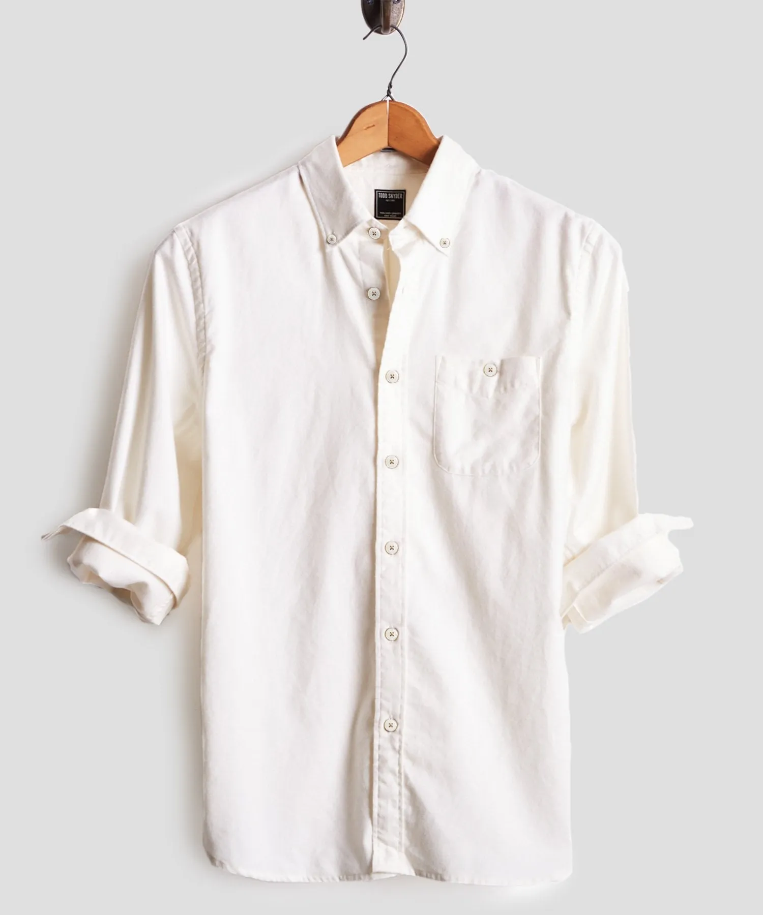 Brushed Cotton Cashmere Twill Shirt in Ivory