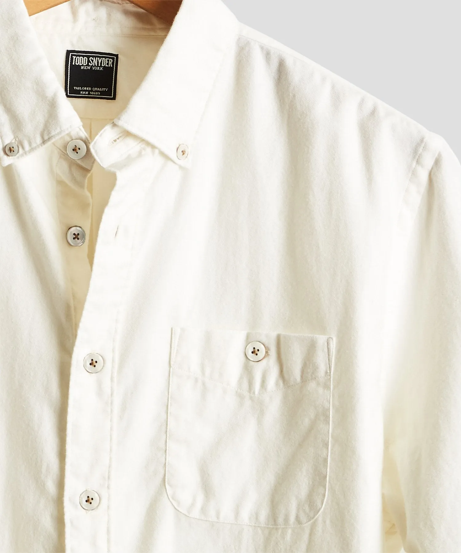 Brushed Cotton Cashmere Twill Shirt in Ivory