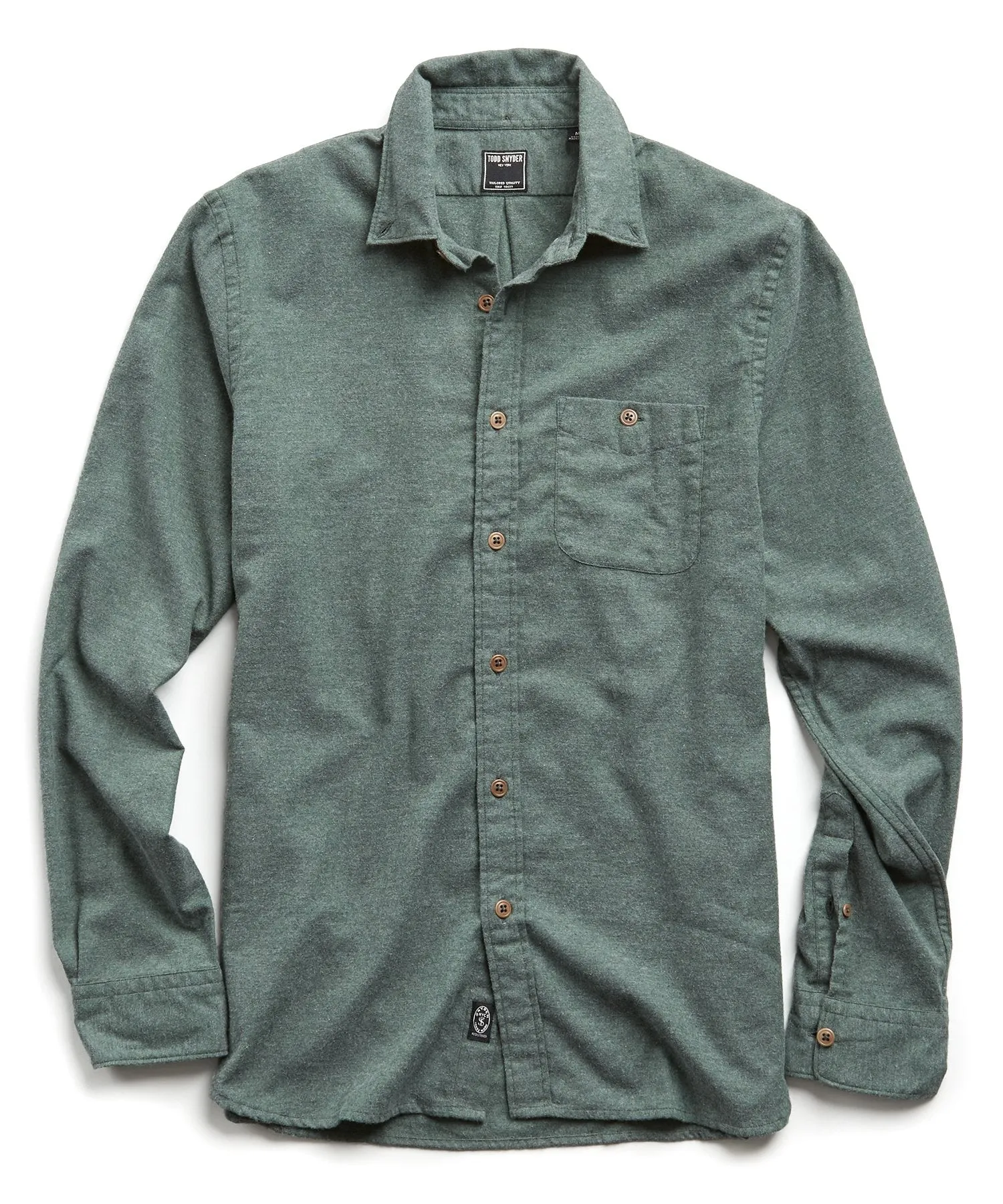 Brushed Cotton Cashmere Twill Shirt in Olive