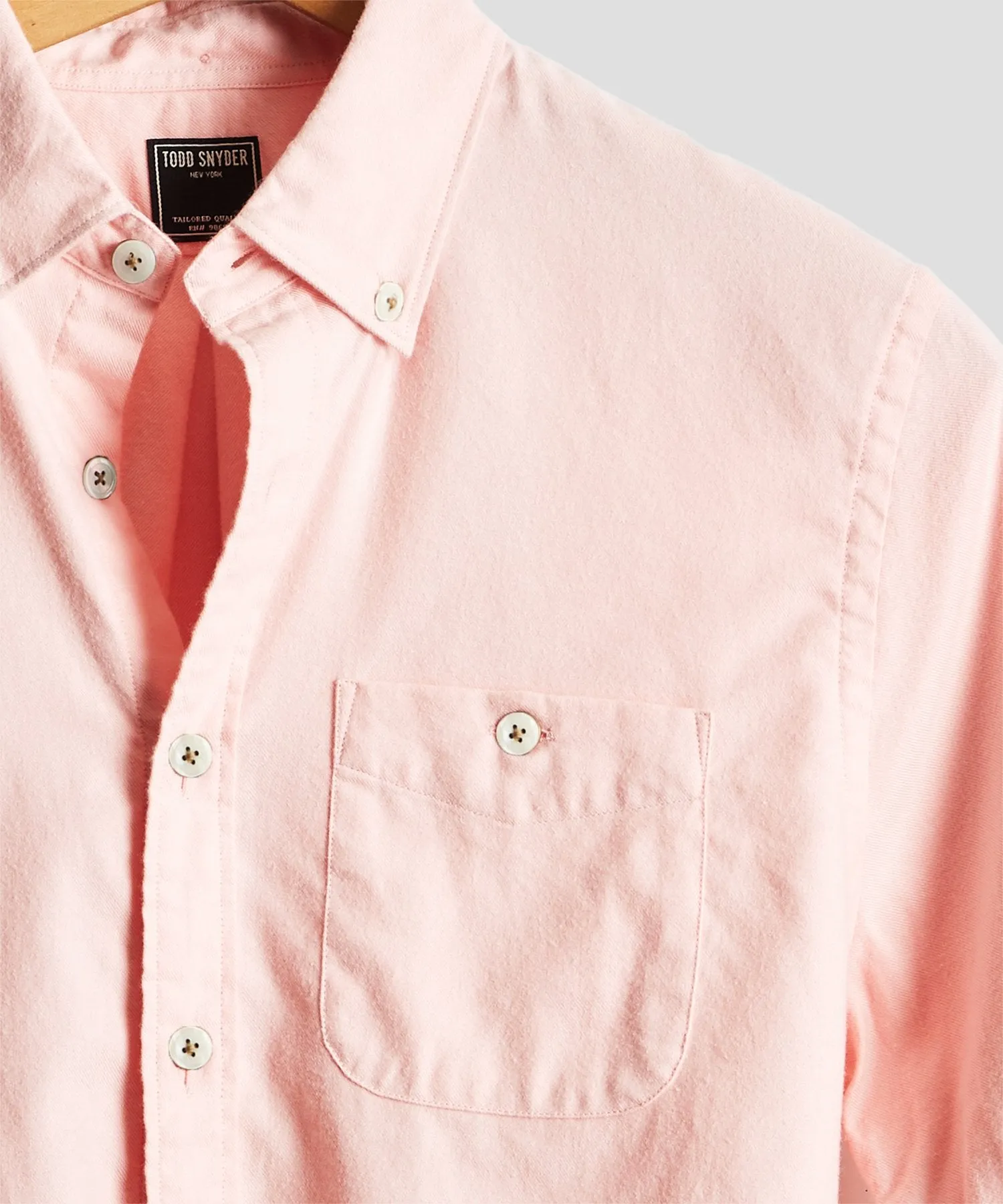 Brushed Cotton Cashmere Twill Shirt in Pink