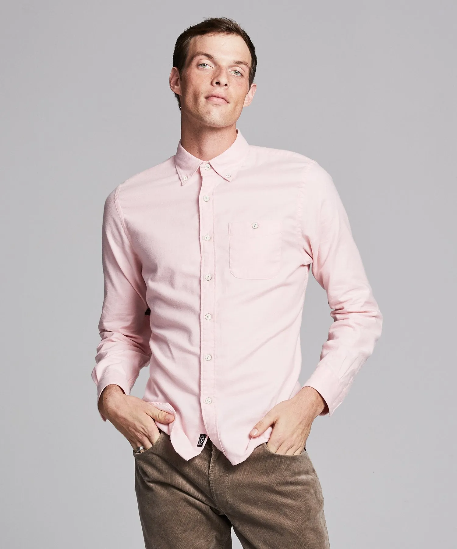 Brushed Cotton Cashmere Twill Shirt in Pink