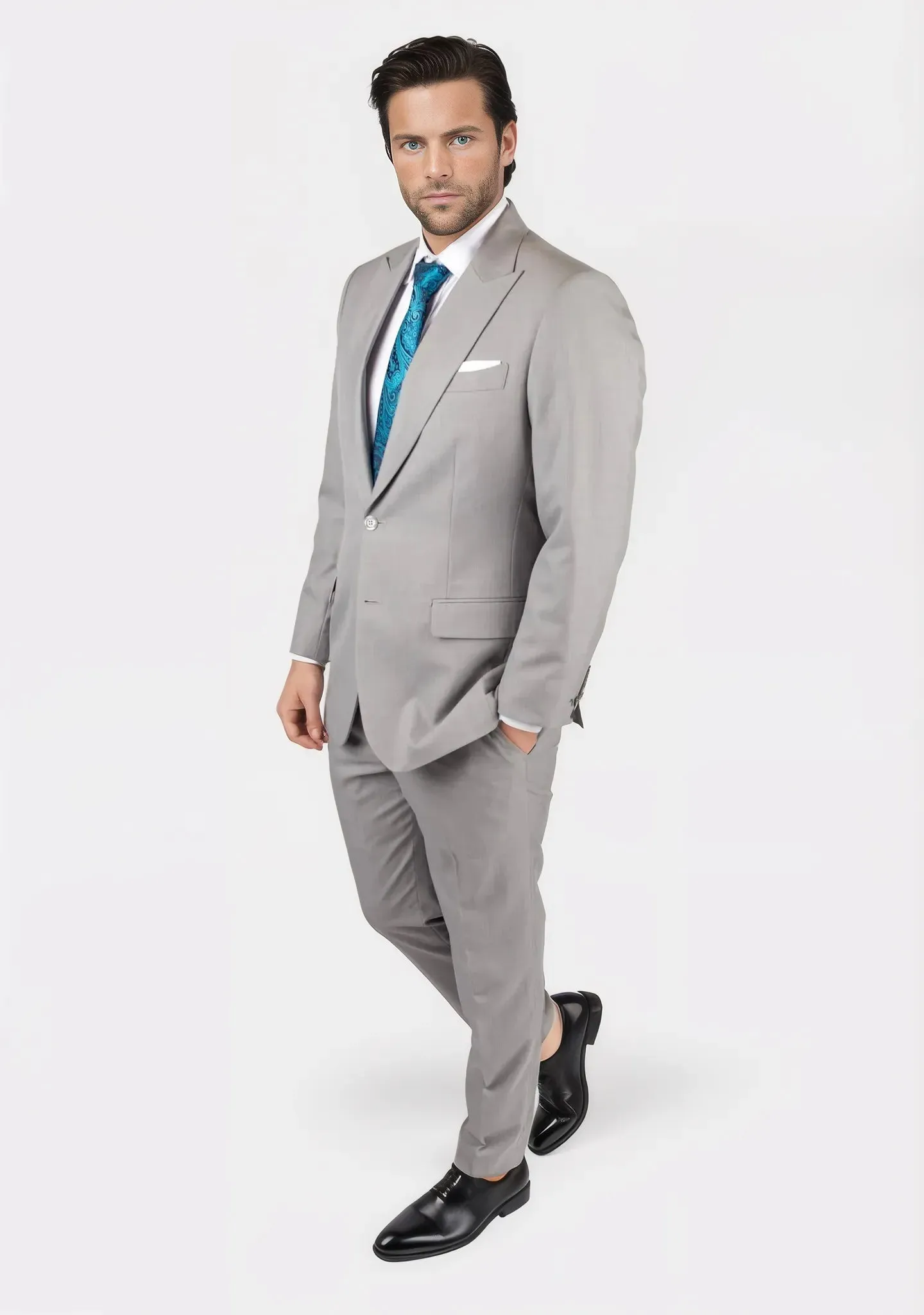 Bryant Harbor Grey Sharkskin Suit