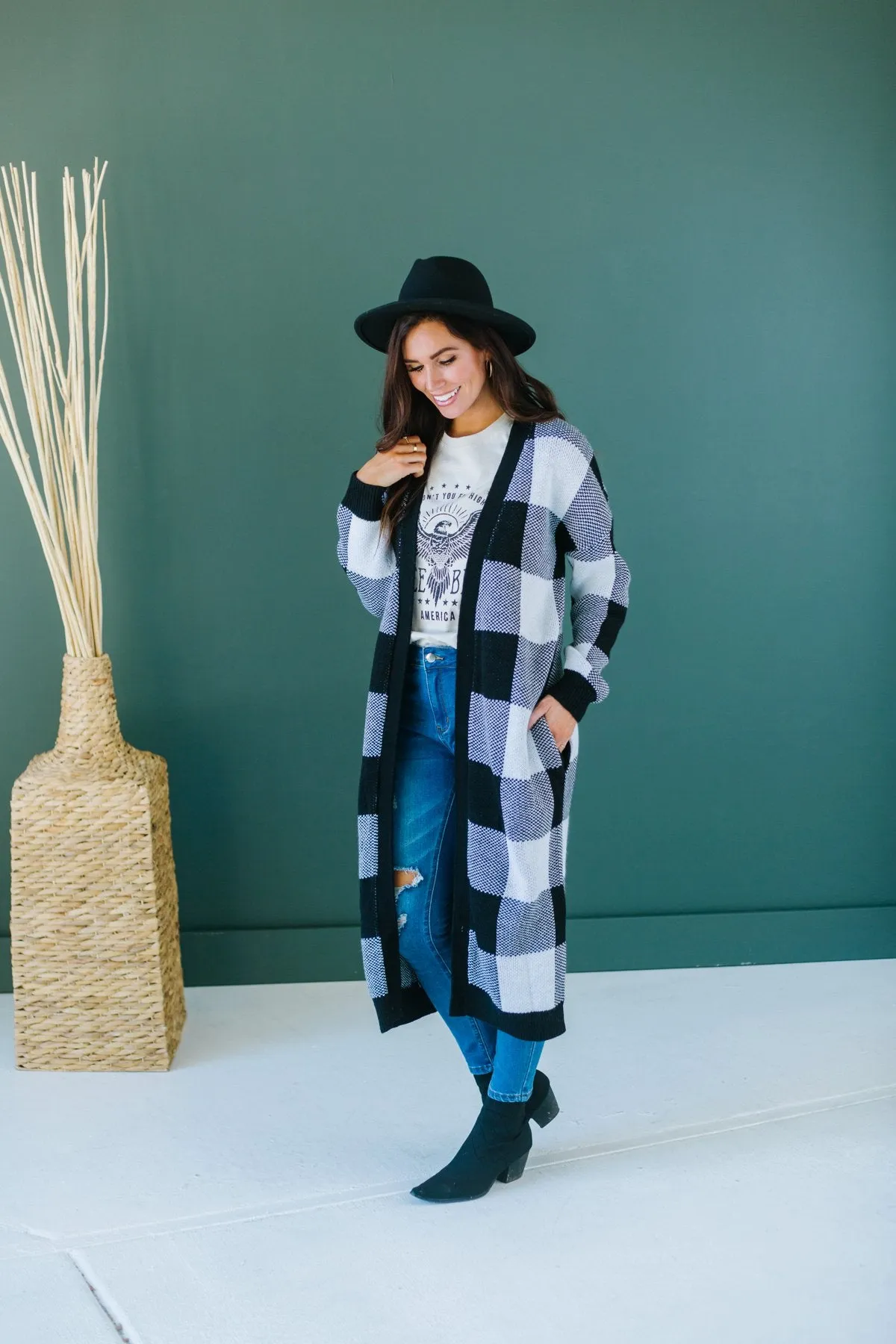 Buffalo Plaid Sweater Cardigan