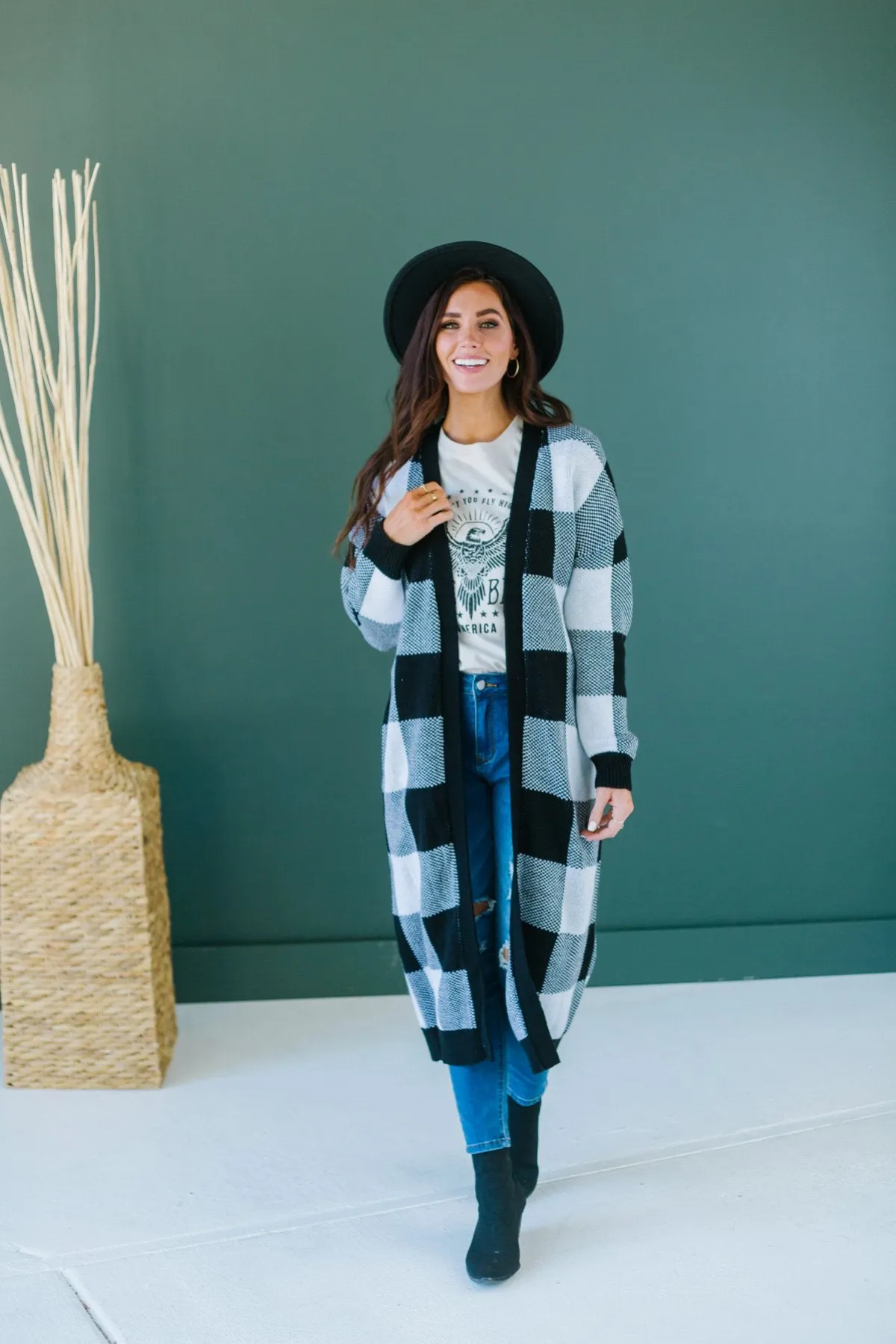 Buffalo Plaid Sweater Cardigan