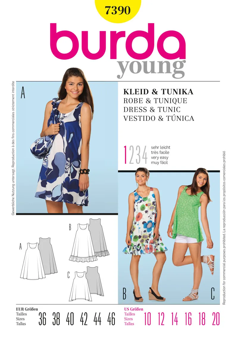 Burda 7390 Dress and Tunic Pattern