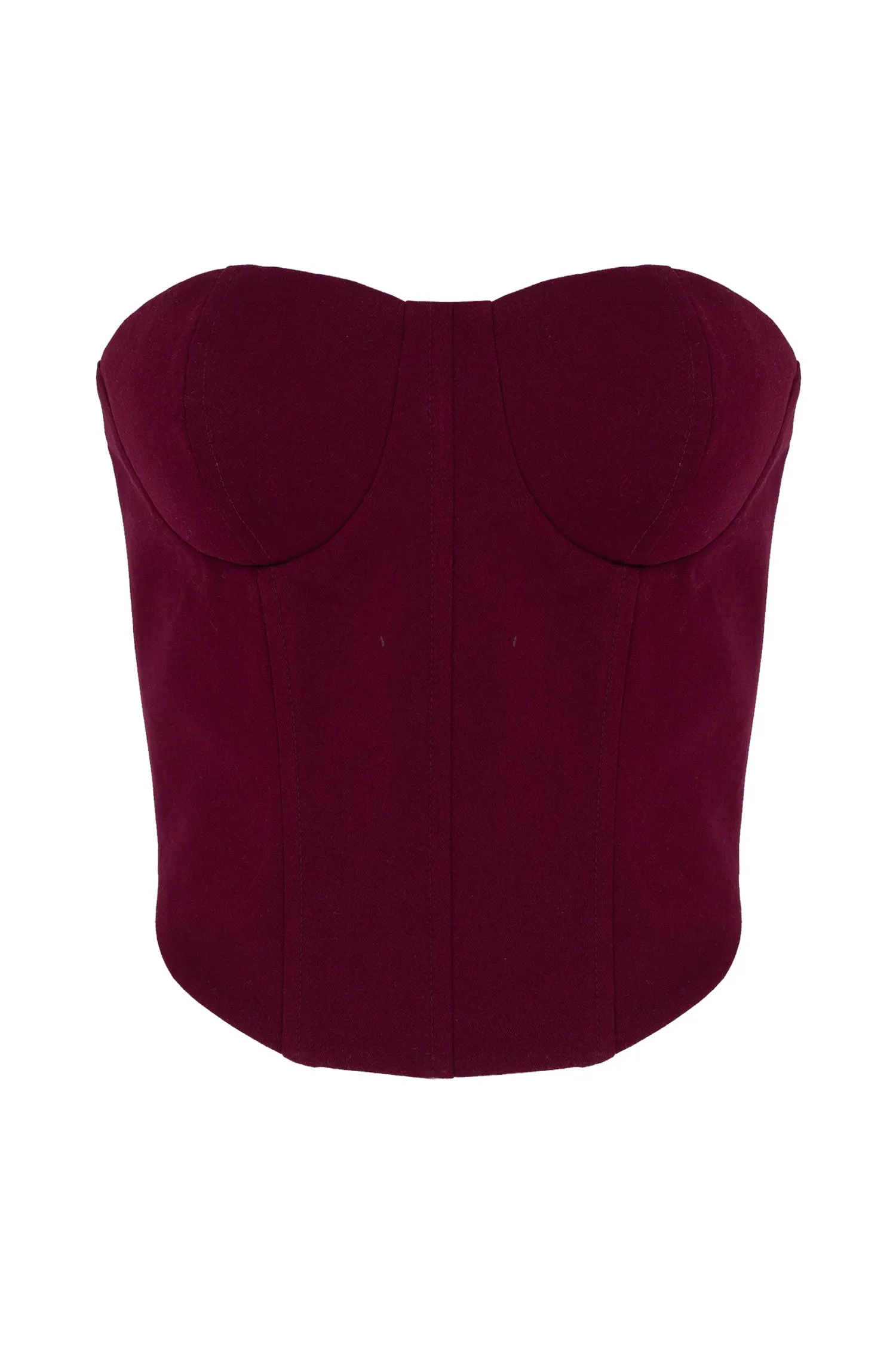 BURGUNDY STRAPLESS BUSTIER
