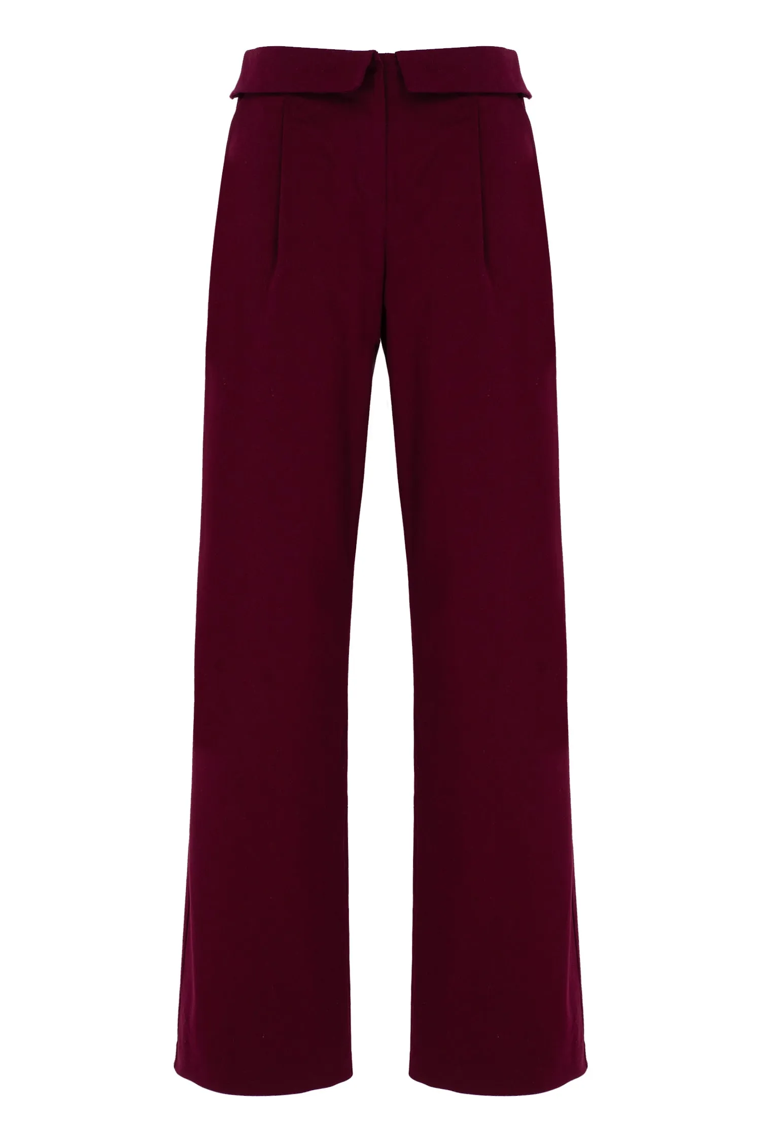 BURGUNDY WAIST DETAILED WIDE LEG PANT